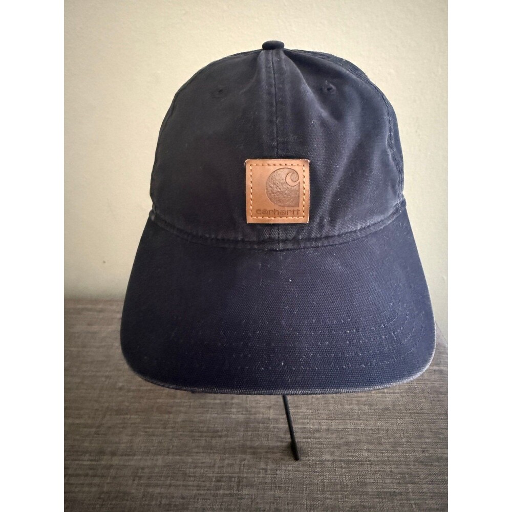 Men’s Carhartt Black Wash Canvas Leather Logo Patch Hat *One Size Fits Most*